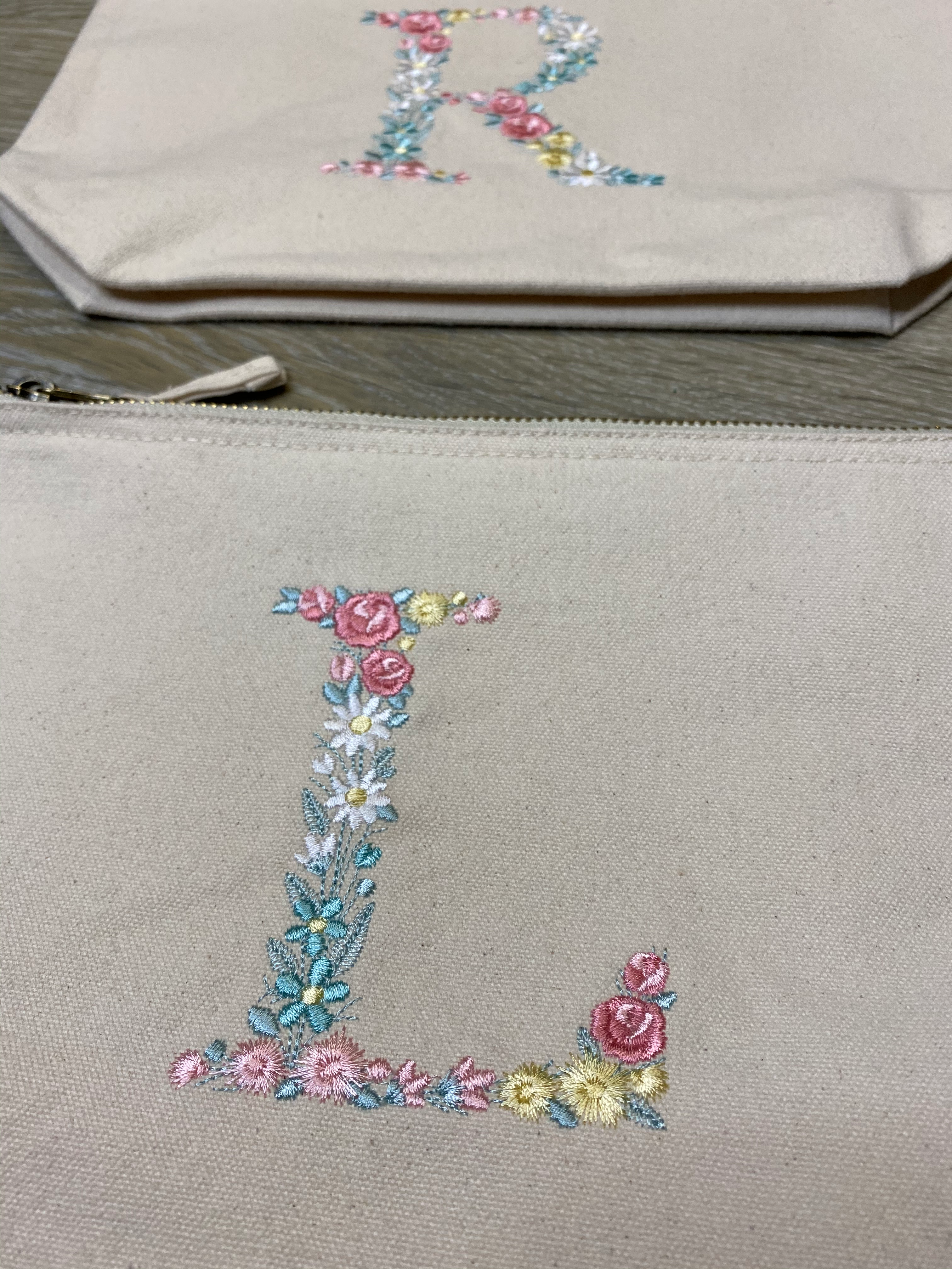 Floral Initial Pouch