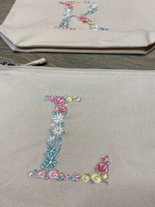 Floral Initial Pouch