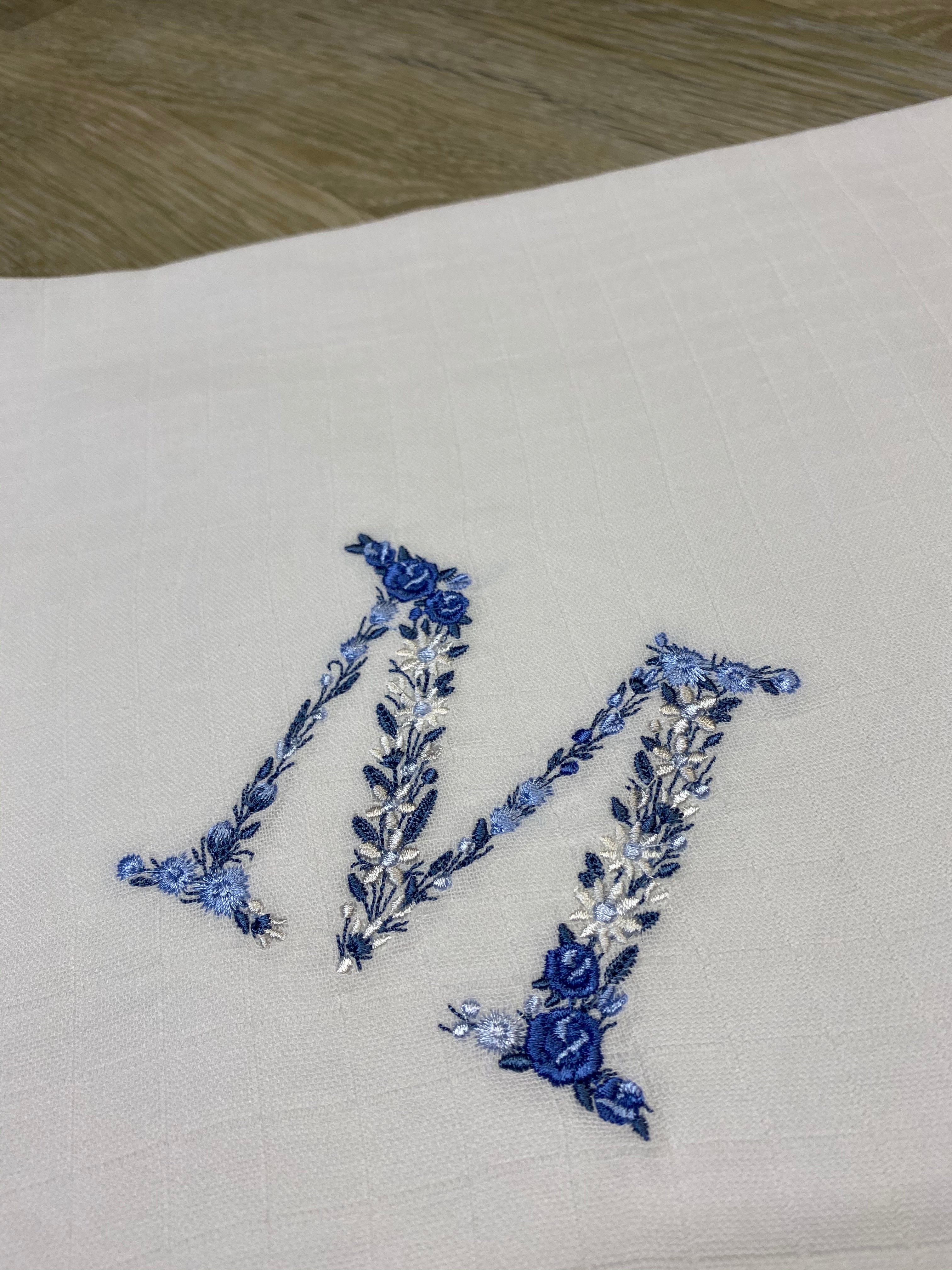 Floral Initial Muslin Square