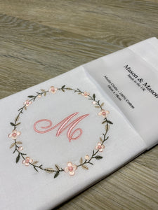 Floral Ring Initial Muslin Square