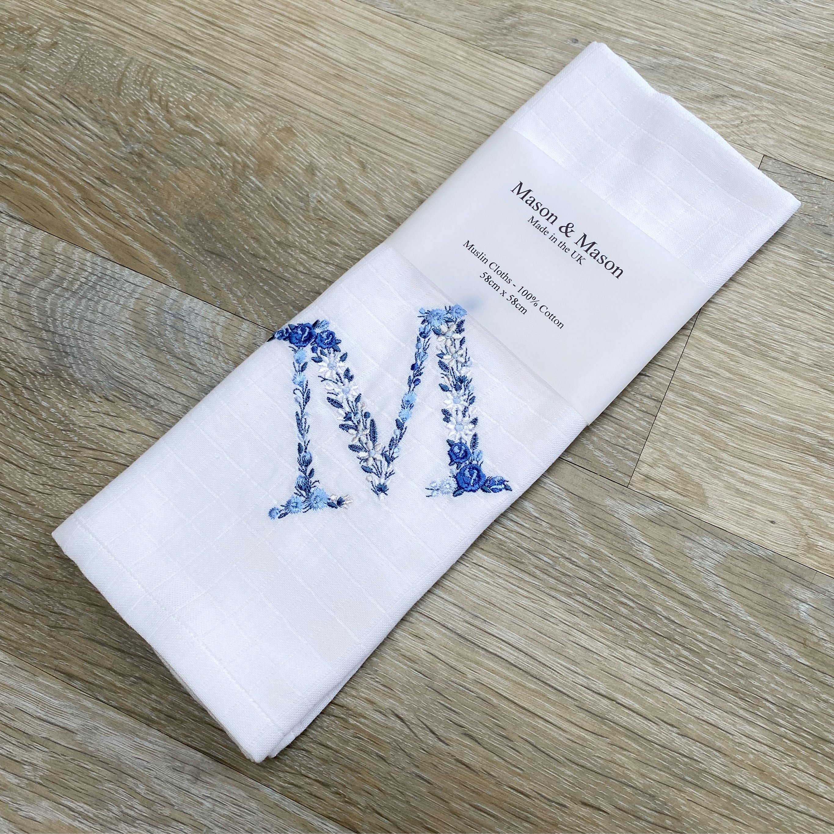 Floral Initial Muslin Square