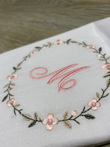 Floral Ring Initial Muslin Square